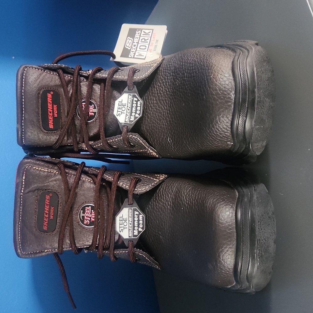 Skechers steel toe brown work boots